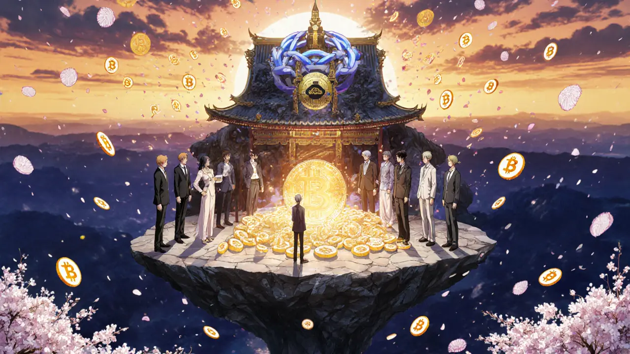 Des investisseurs et particuliers déposent du BTC dans un autel qui génère des orbites SolvBTC sous un oracle Chainlink.