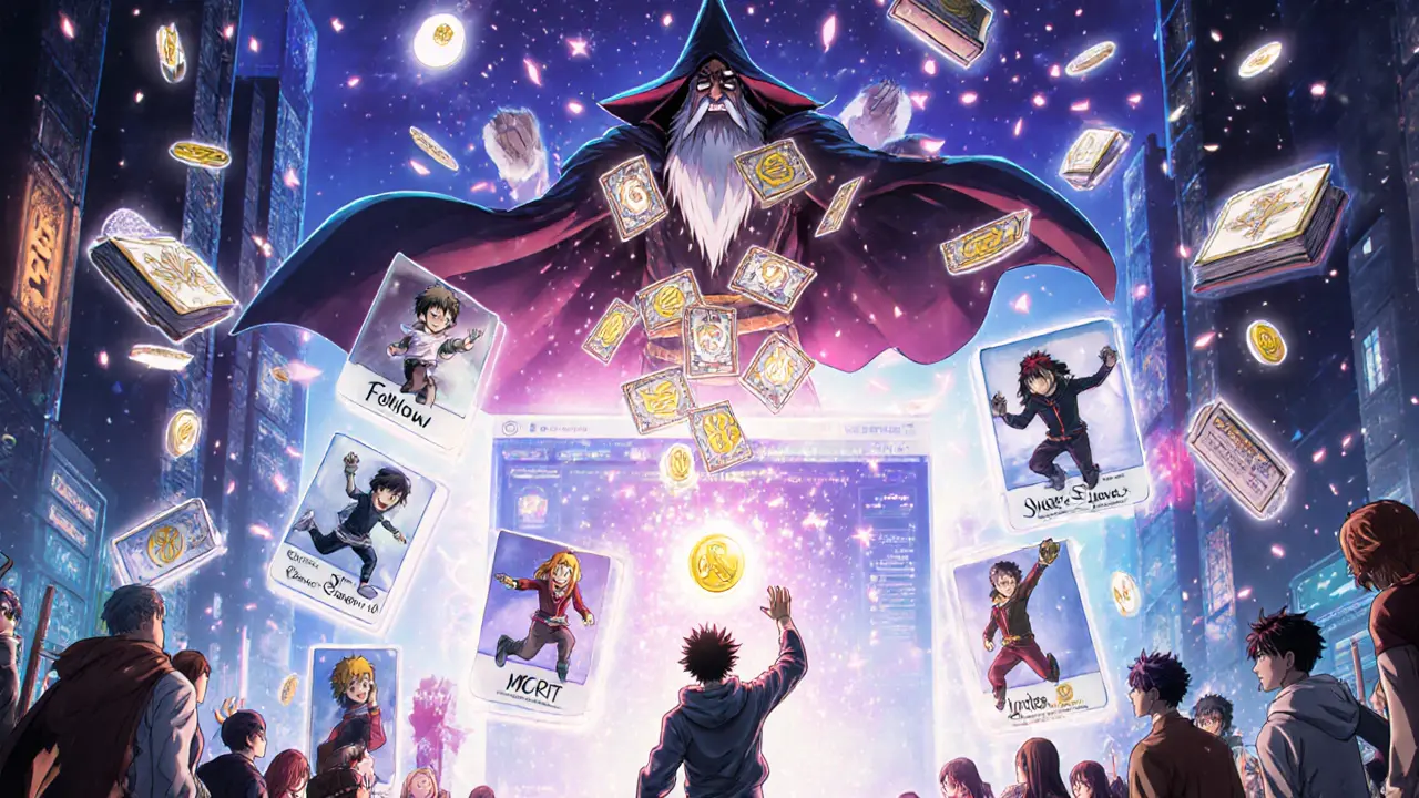 Des joueurs passent par un portail magique en suivant des tâches pour recevoir des NFT et des jetons.