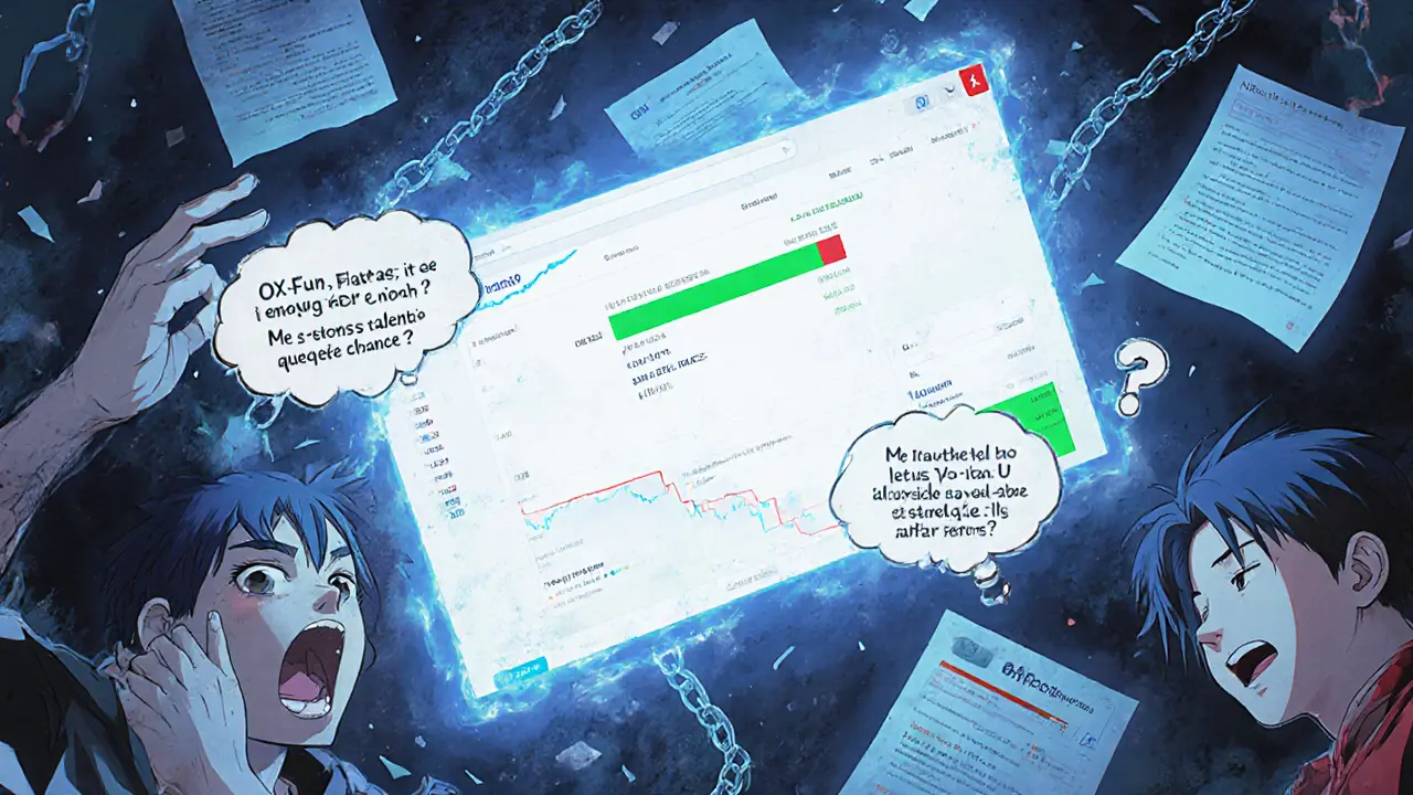 Un chat Telegram animé rempli de personnages en détresse, avec un site Opnx qui disparaît en poussière et un graphique à plat à 2 $.