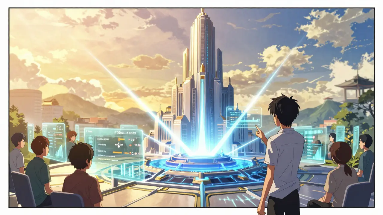 Temple hybride de liquidation sécurisée : algorithmes dynamiques protègent les traders sous une lumière dorée.