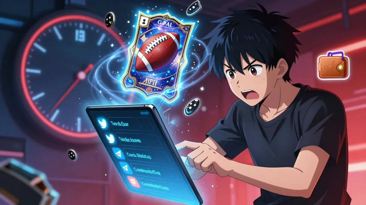 Un adolescent complétant une checklist numérique pour un airdrop TopGoal, avec des icônes de réseaux sociaux qui s&#039;allument.