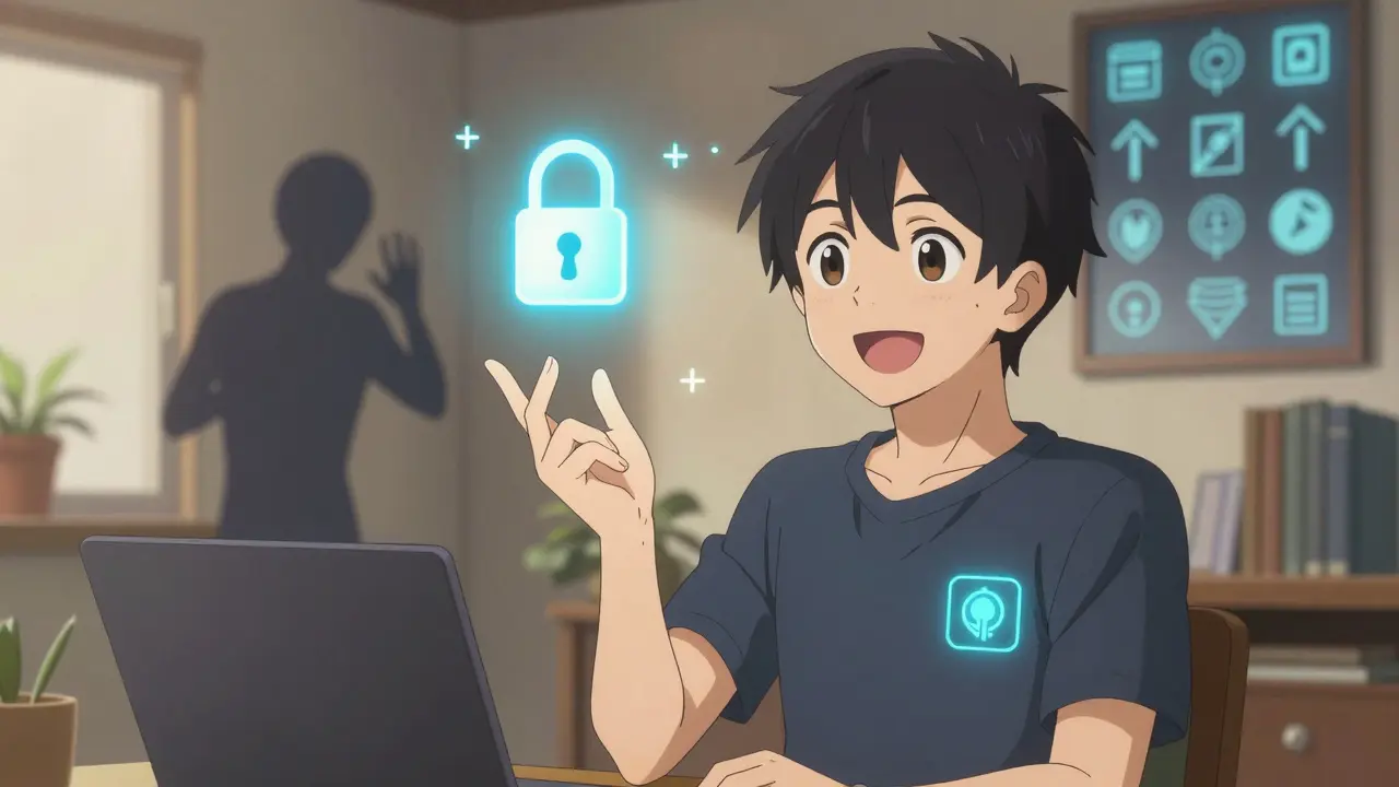 Un utilisateur voit un cadenas de confiance au-dessus d&#039;un agent IA vérifié par l&#039;extension AI Security Browser.