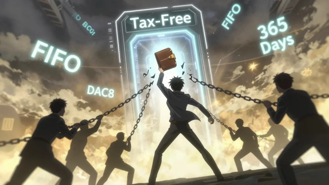 Un portefeuille de cryptos s'élève vers une portal tax-free, tandis que des bureaucrates de l'UE tentent de le retenir.