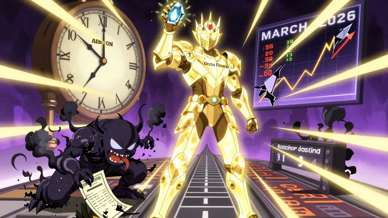 Un chevalier portant le token ABBVON luttant contre une créature sombre représentant ABBVX, dans un style manga dynamique.