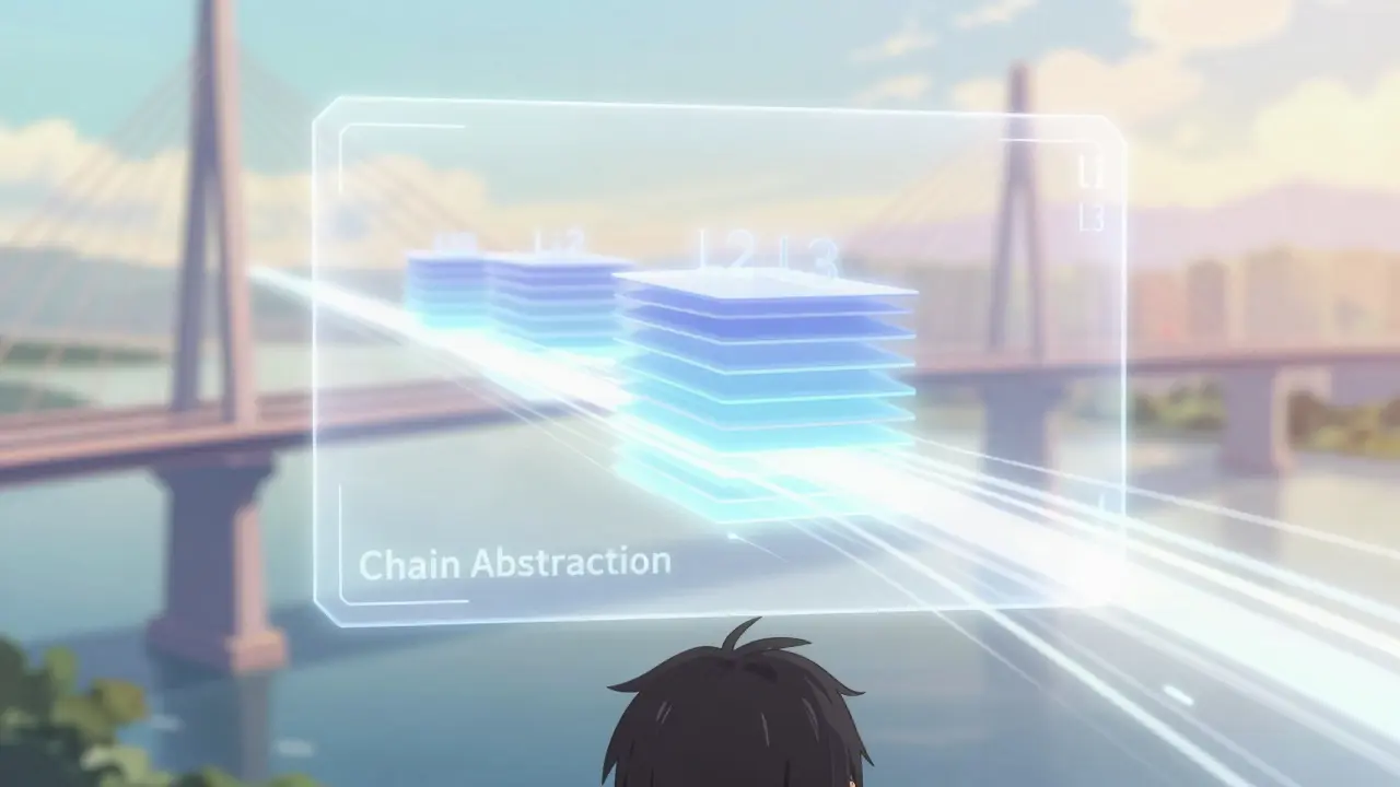 Interface holographique fluide simplifiant les transferts entre différentes couches de blockchain.