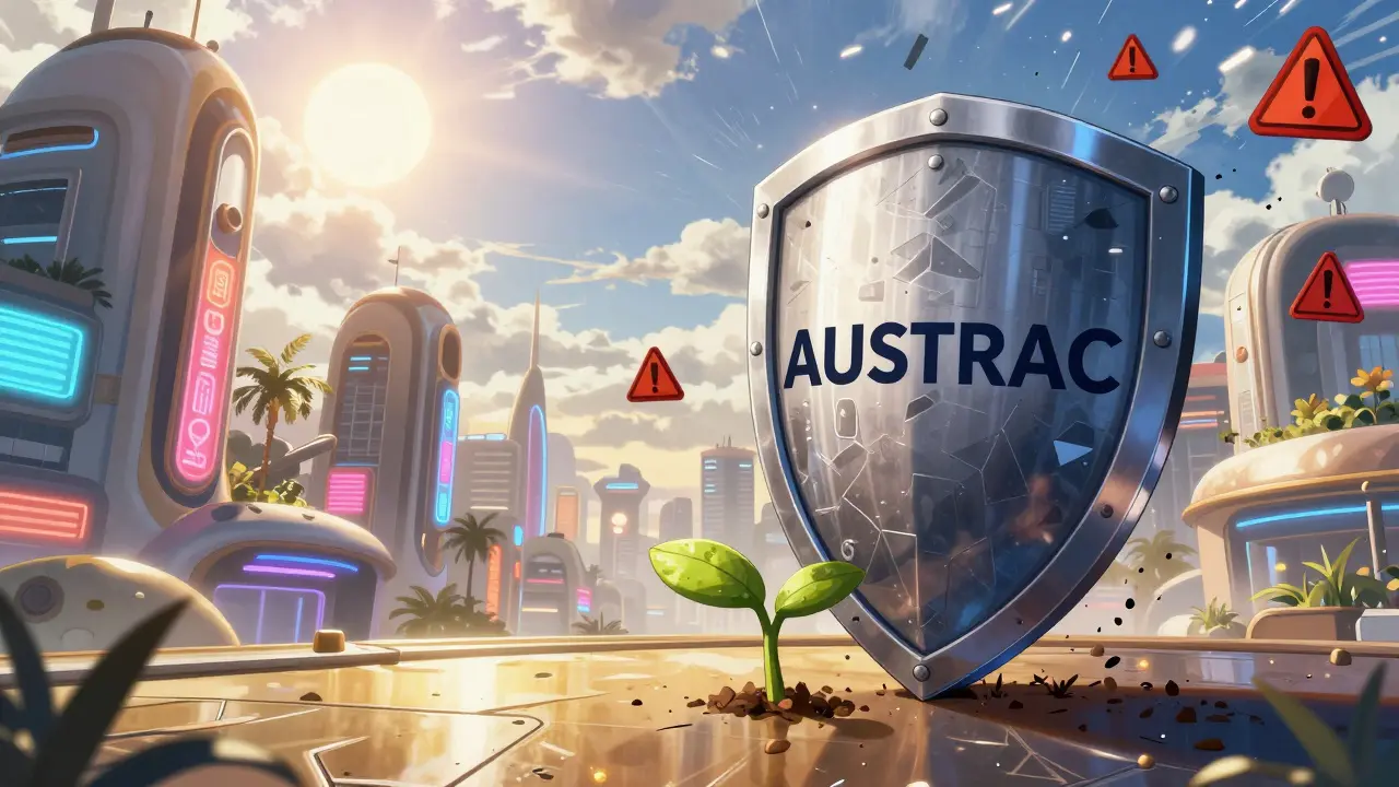 Une startup crypto symbolisée par une pousse protégée par un bouclier réglementaire.