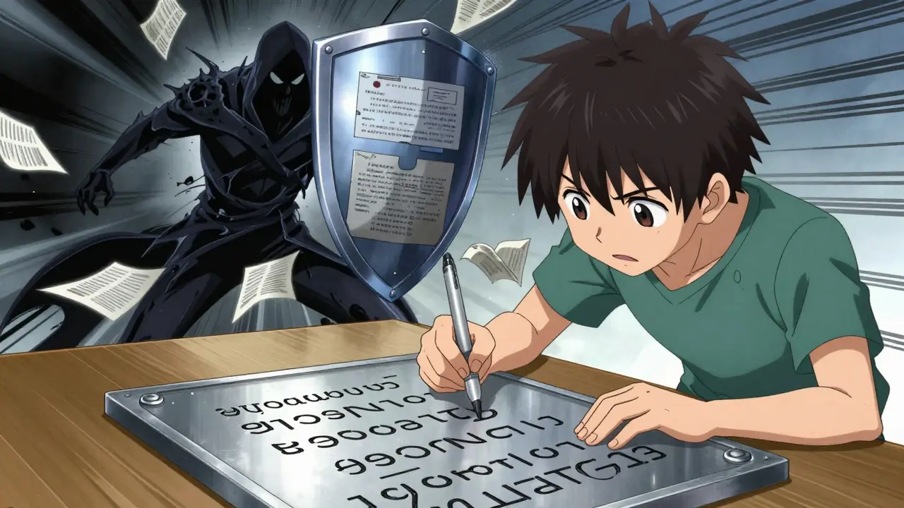 Héros gravant sa phrase de récupération sur une plaque métallique