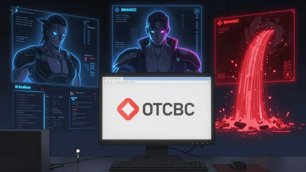 Interface minimale d'OTCBTC comparée aux échanges mondiaux puissants en style anime