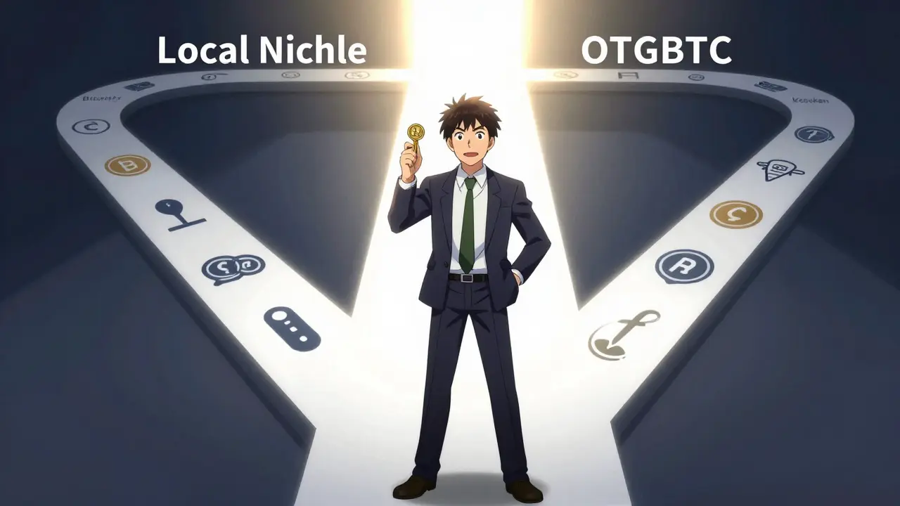 Investisseur anime choisissant des alternatives sécurisées plutôt que OTCBTC