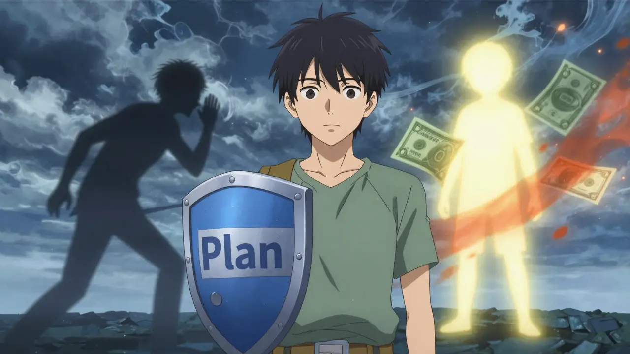 Investisseur calme résistant aux émotions du marché dans un style shounen