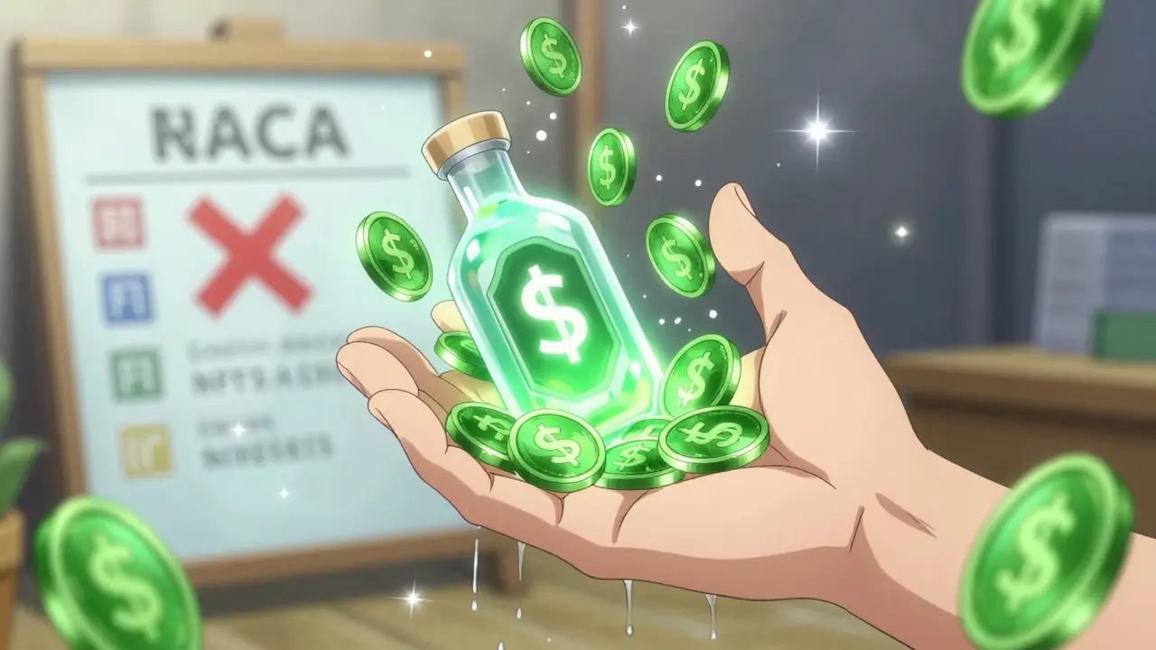 Main recevant des tokens RACA et une potion NFT en style anime d'action