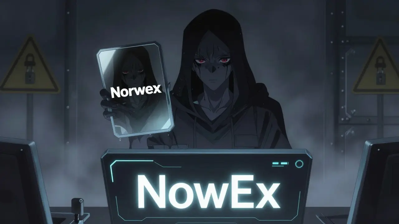 Illustration anime mystérieuse soulignant le manque de transparence et les risques d'arnaque sur NowEx.
