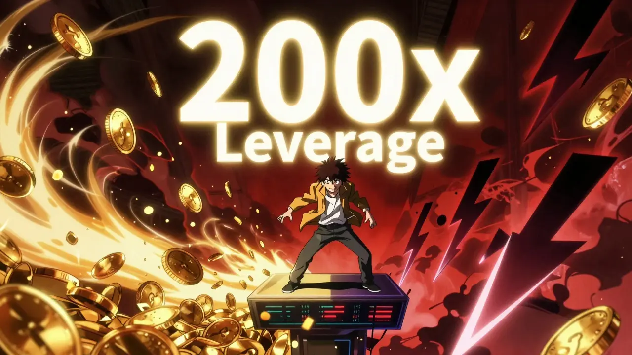 Scène dramatique d'anime montrant les risques du trading avec effet de levier et la liquidation.