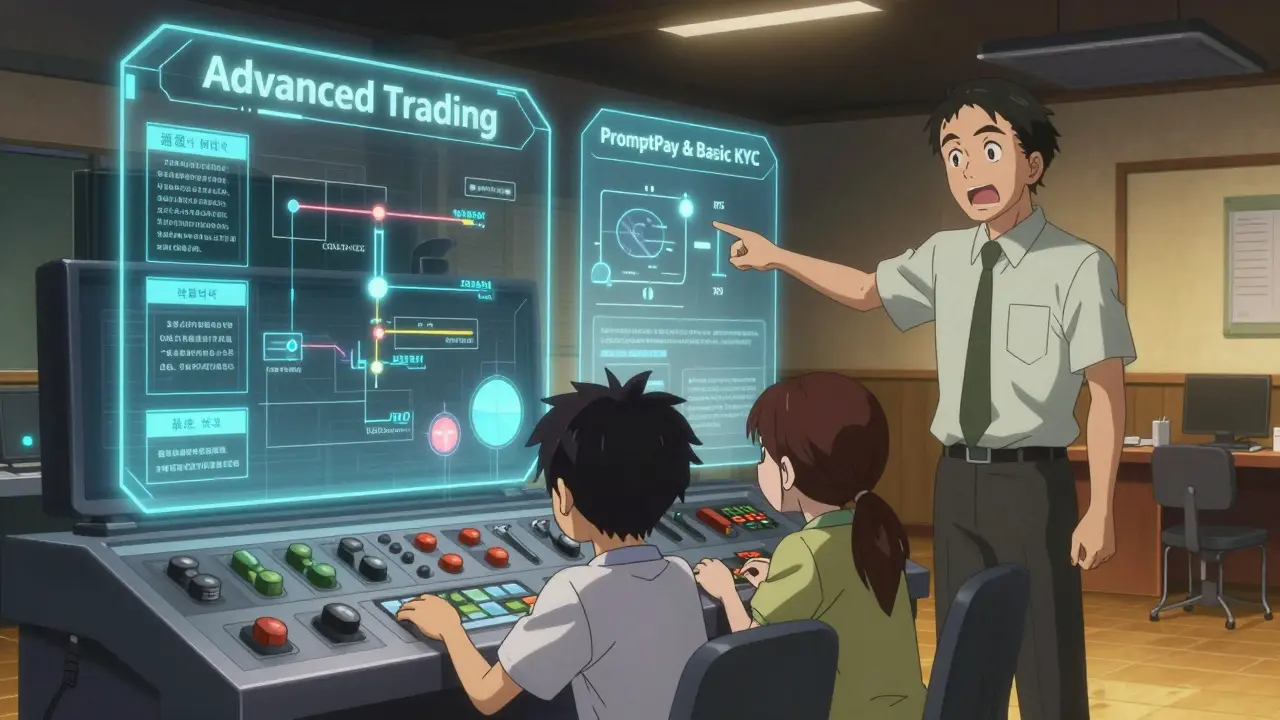 Débutant face à une interface complexe guidé par un mentor dans un dojo tech