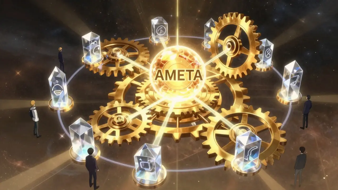Représentation conceptuelle de la technologie blockchain et des jetons