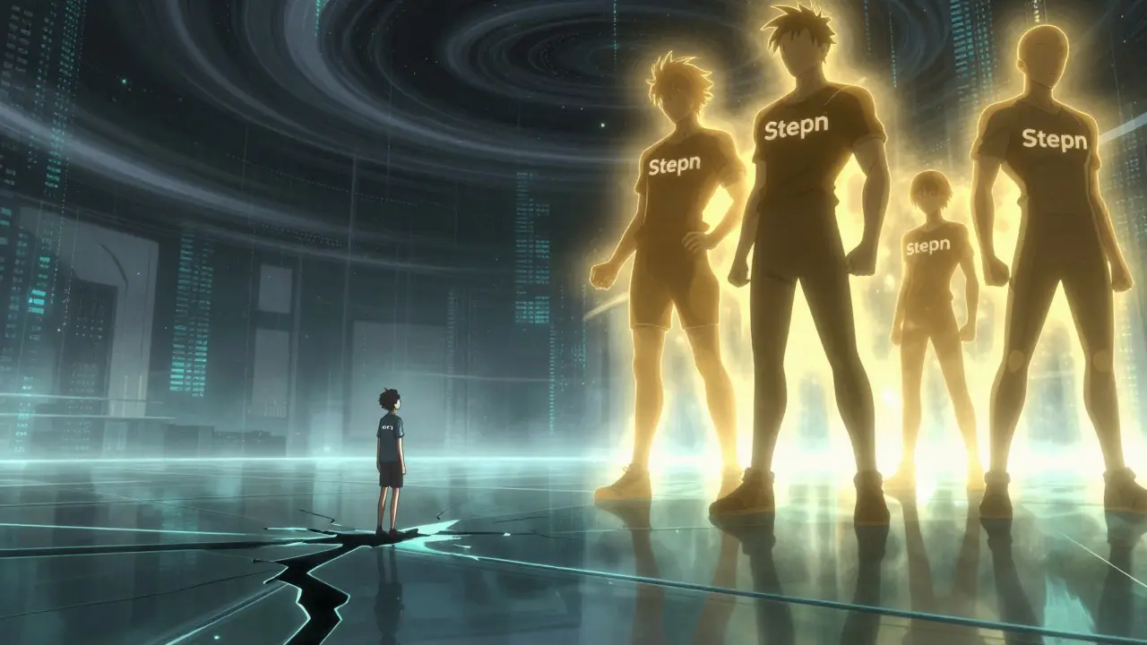 Deux personnages d'anime face à face dans une arène numérique, l'un petit et l'autre imposant