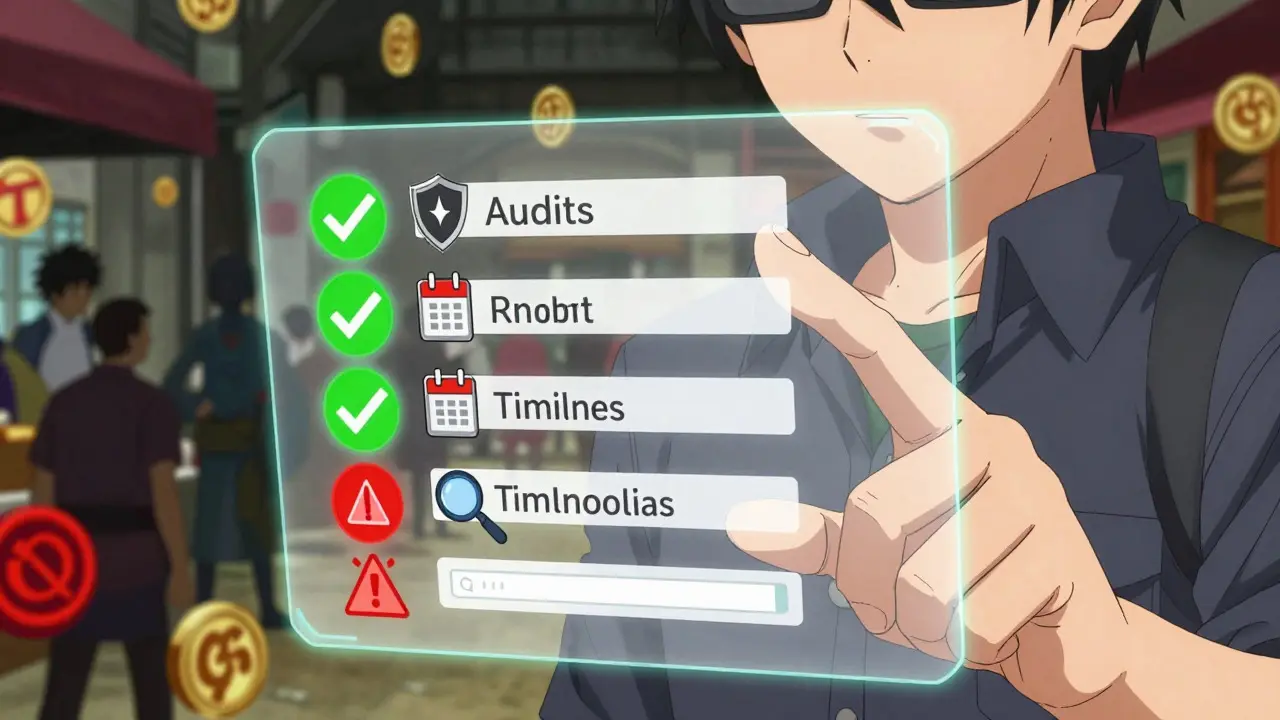 Mains vérifiant des critères de sécurité sur une interface holographique en style anime
