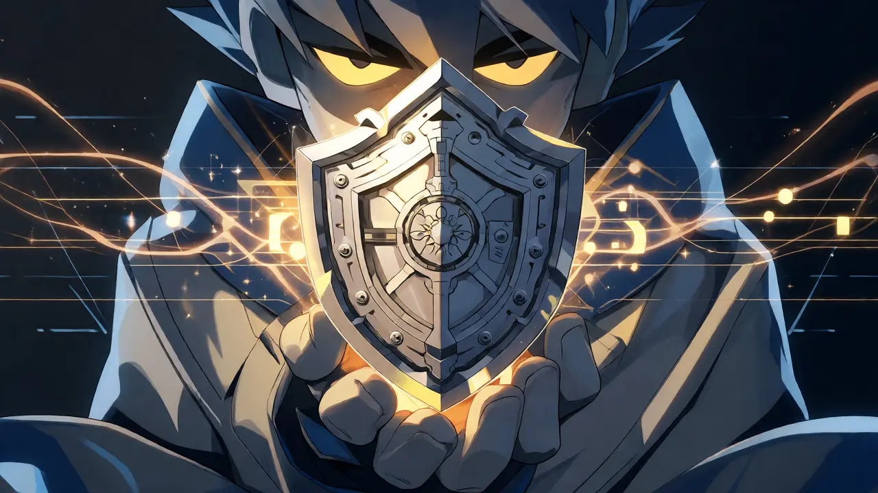 Bouclier de sécurité animé protégeant les actifs